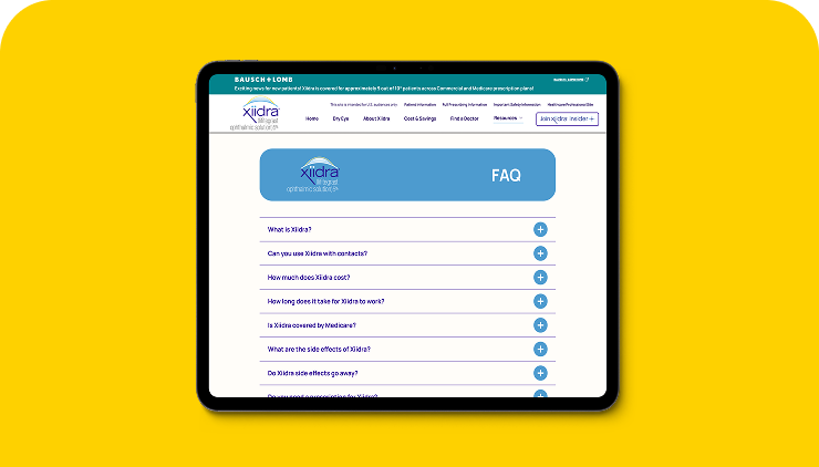 Image of a piece of paper with the text How to use Xiidra on it with various images depicting the process with small text under each image