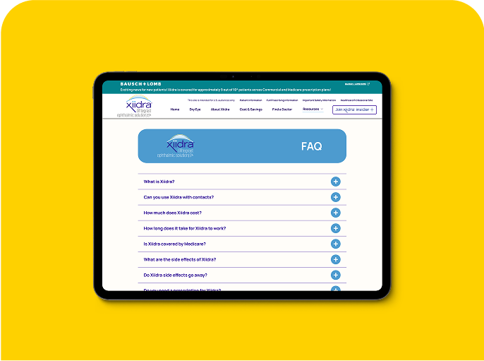 Image of a piece of paper with the text How to use Xiidra on it with various images depicting the process with small text under each image