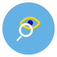 Icon of a magnifying glass pointing at an eye